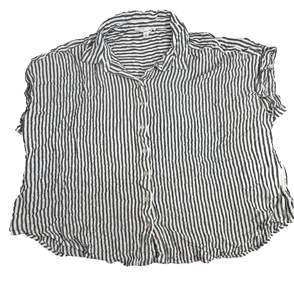 Jane & Delancey Plus Size Blouse Black White Stripe Sleeveless 3X